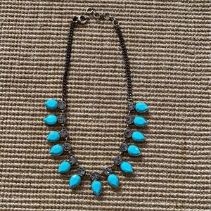 J.Crew Turquoise and Crystal Statement Necklace